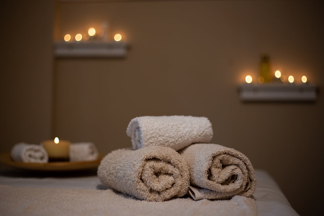 Massage table in a beauty salon